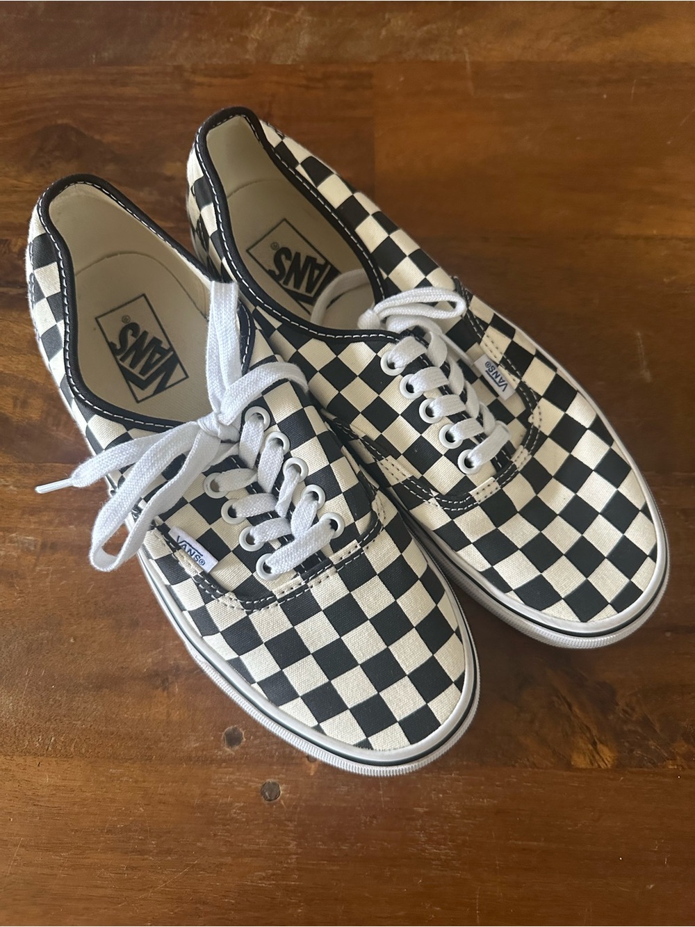 Vans Women’s Classic Checkerboard Lace-Up Sneakers - Black/White size 9